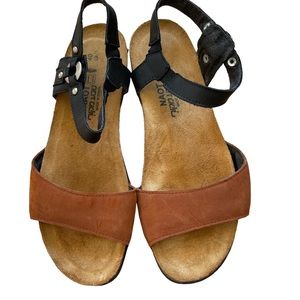 Naot Sabrina Leather Sandals Black Brown